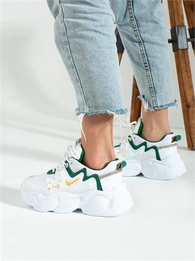 Siyah Beyaz-Yeşil Kadın Sneakers