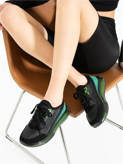 Siyah Siyah-Yeşil Kadın Sneakers